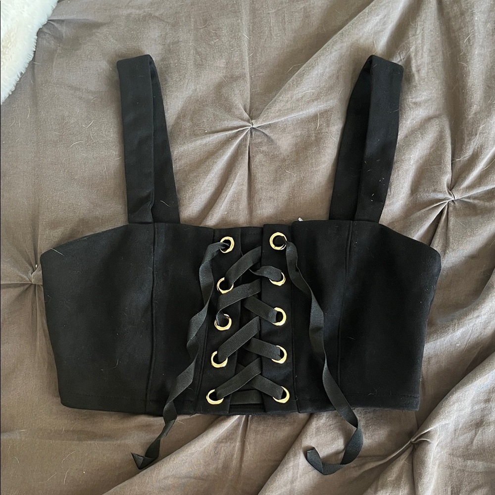 Black Lace-Up Top